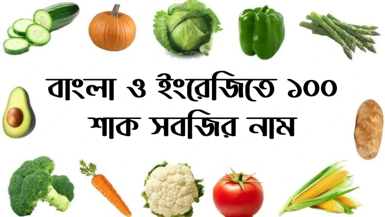 শাক সবজির বাংলা ও ইংরেজি নাম